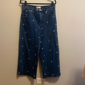 Madewell wide leg crop jeans with flower detail size 31
